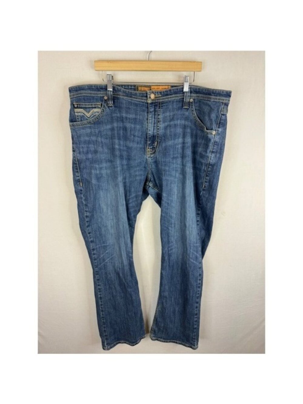 Rock and Roll Denim Mens Double Barrel Stackable Relaxed Boot Jeans 44x32 Blue
